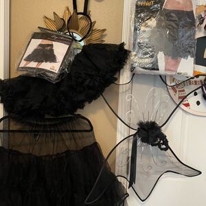 Leg Avenue & Spirit Black Petticoat Skirts plus Black Wings